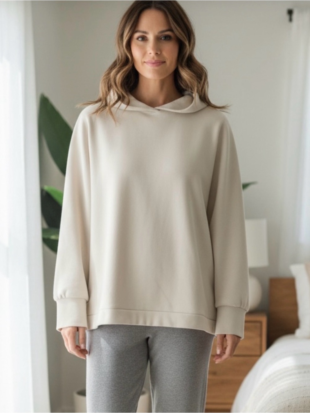 Uniqlo Cream Hoodie-Style Sweater